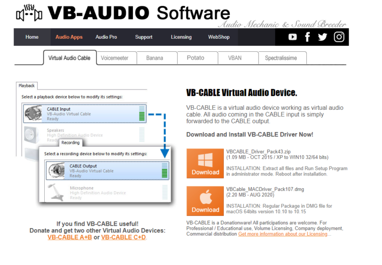 vb virtual audio cable skype